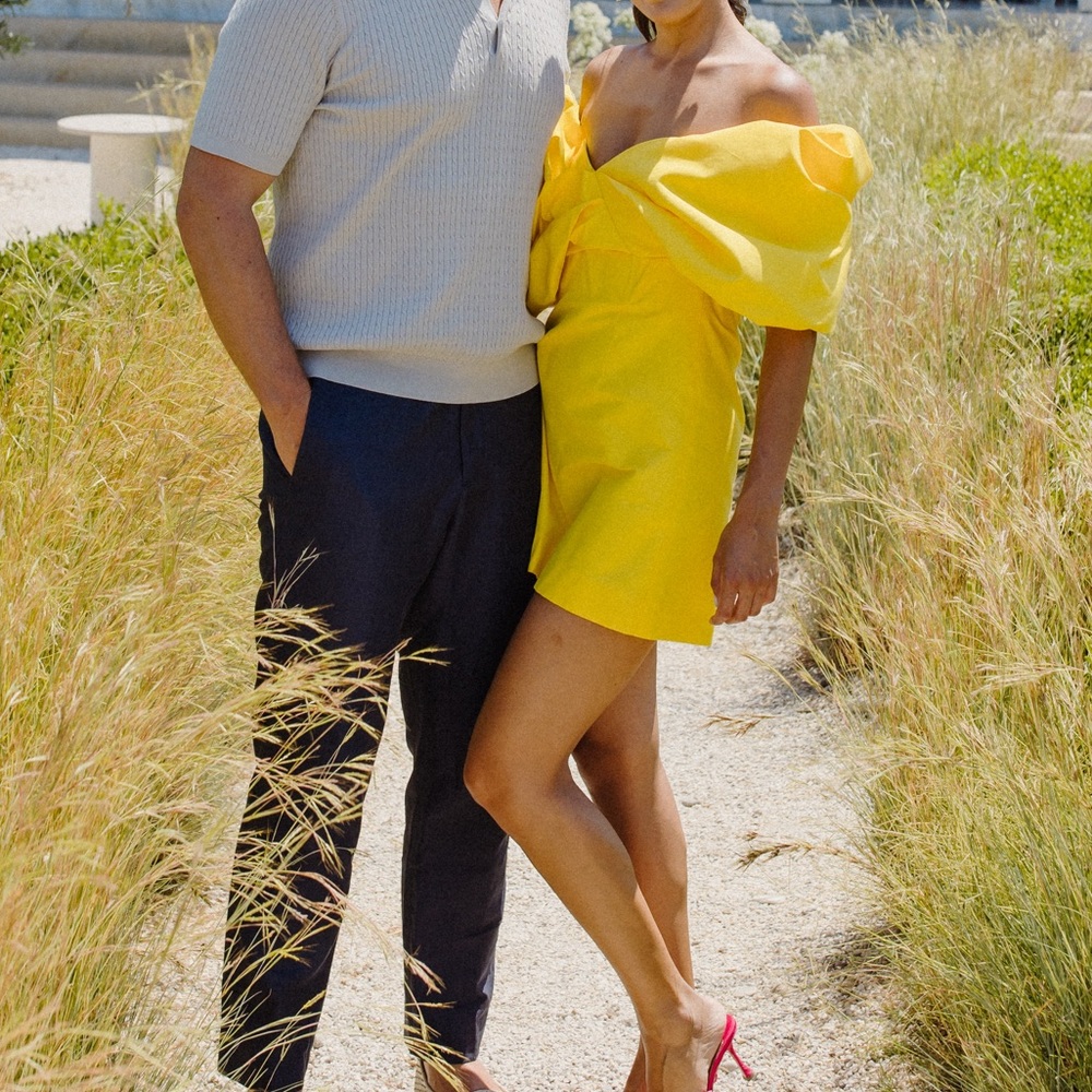 Rachel Gilbert Xavier Off-the-Shoulder Puff-Sleeve Mini Dress in Yellow Size 6 - Picture 13 of 14